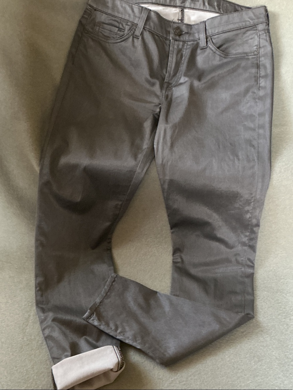 7 For All Mankind Women's Charcoal Gray Skinny Jeans